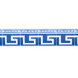 Azulejos Border wallpaper border in azure blue by Mary McDonald for Schumacher, inspired by antique Portuguese tiles with a Greek key motif.