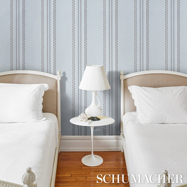 Greco Stripe Sky Bar Old Bak by Schumacher Mary McDonald Designer Wallpaper – Schumacher 5015140