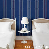 Greco Stripe Navy New Black by Mary McDonald Schumacher Wallpaper – Schumacher 5015141