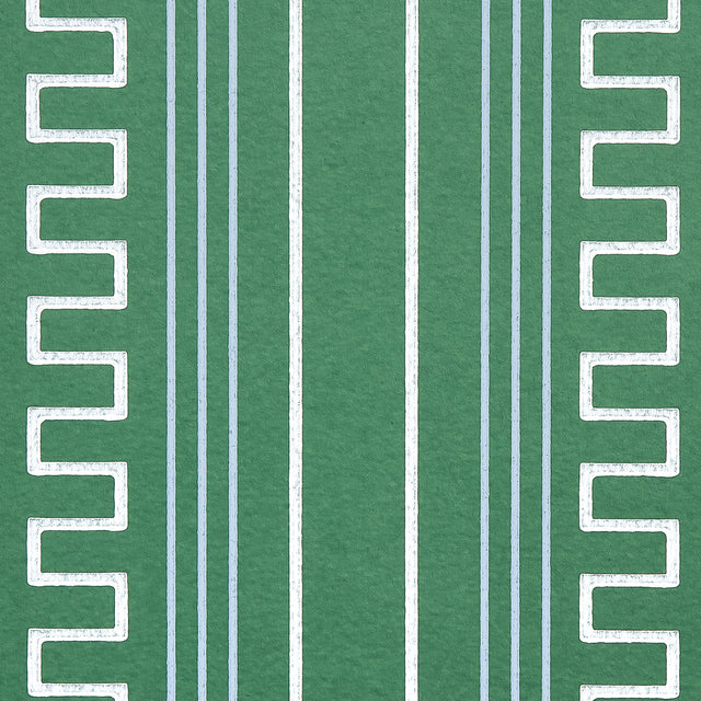 Greco Stripe Green New Black by Mary McDonald Neoclassical Stripe Wallpaper – Schumacher 5015142