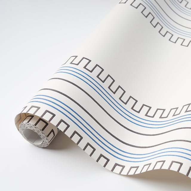 Greco Stripe Ivory New Black by Mary McDonald Schumacher Wallpaper – Schumacher 5015143