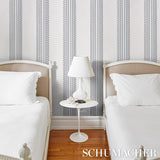 Greco Stripe Ivory New Black by Mary McDonald Schumacher Wallpaper – Schumacher 5015143