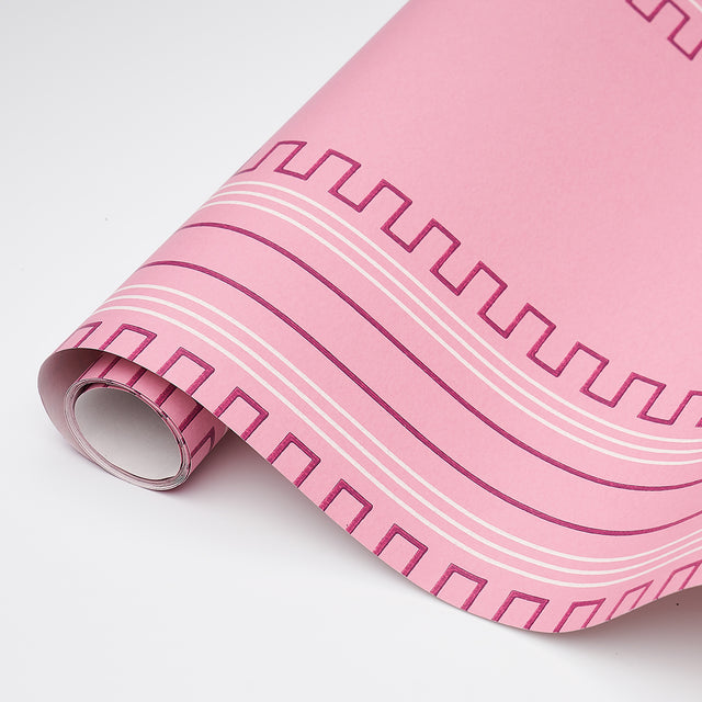 Greco Stripe Pink New Black by Schumacher Mary McDonald Designer Wallpaper – Schumacher 5015144