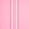 Greco Stripe wallpaper in Pink New Black by Schumacher, designed by Mary McDonald, featuring neoclassical dentil stripes on a pink background.