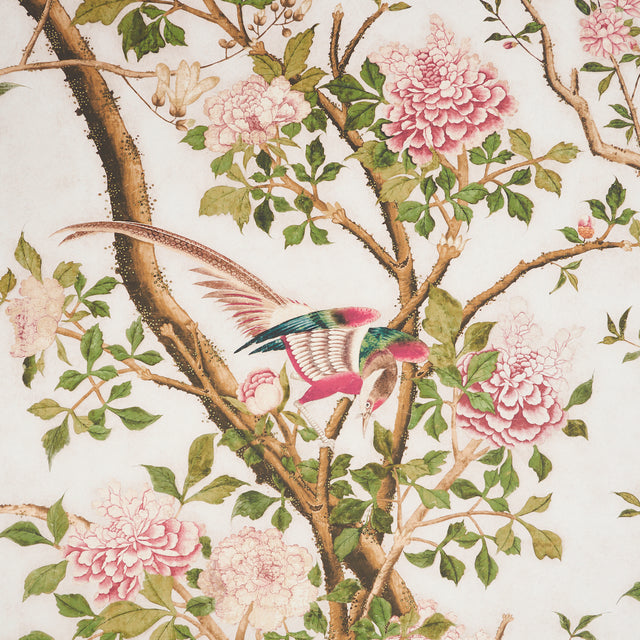 LES OISEAUX PANEL SET Ivory by Mary McDonald Chinoiserie Bird & Floral Wallpaper – Schumacher 5015151