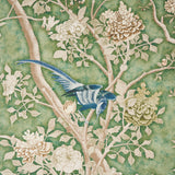LES OISEAUX PANEL SET Jade by Mary McDonald Scenic Birds and Peony Trees Wallpaper Mural – Schumacher 5015152