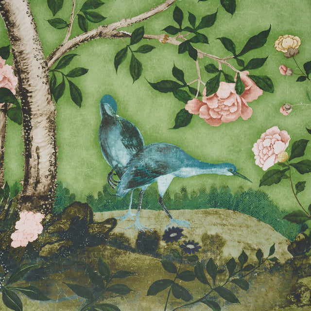 LES OISEAUX PANEL SET Apple Green by Mary McDonald Chinoiserie Wallpaper – Schumacher 5015153