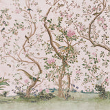 LES OISEAUX PANEL SET Blush by Schumacher Elegant Birds & Peony Trees Wallpaper – Schumacher 5015154