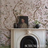LES OISEAUX PANEL SET Blush by Schumacher Elegant Birds & Peony Trees Wallpaper – Schumacher 5015154