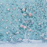 LES OISEAUX PANEL SET Blue Turquoise by Schumacher Birds & Peony Trees Wallpaper – Schumacher 5015156