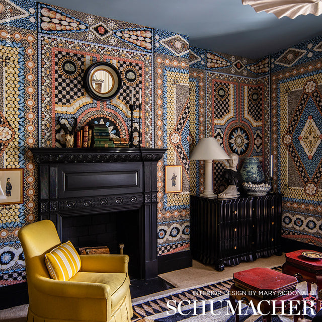 Shell Grotto Panel A Onyx Multi by Mary McDonald Panel Wallpaper – Schumacher 5015160