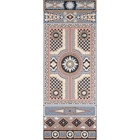 Shell Grotto Panel A wallpaper by Mary McDonald for Schumacher, featuring a classical architectural shell motif in onyx multi colors.