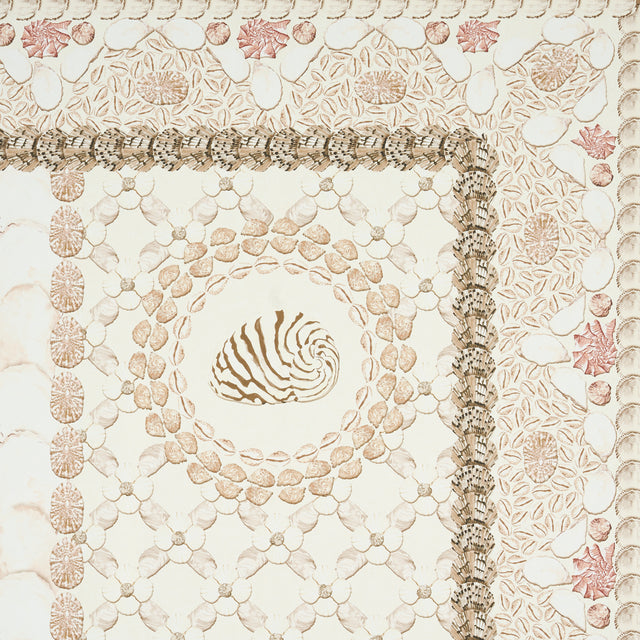 Shell Grotto Panel A Sand by Mary McDonald Classical Shell Wallpaper Panel – Schumacher 5015161