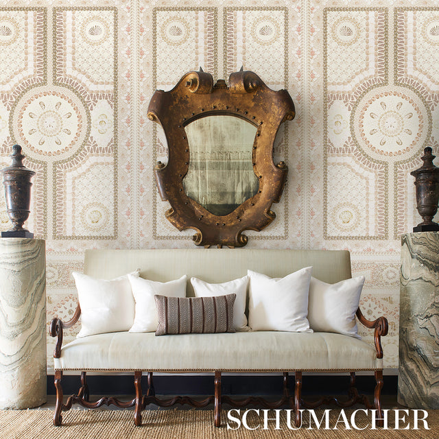 Shell Grotto Panel A Sand by Mary McDonald Classical Shell Wallpaper Panel – Schumacher 5015161