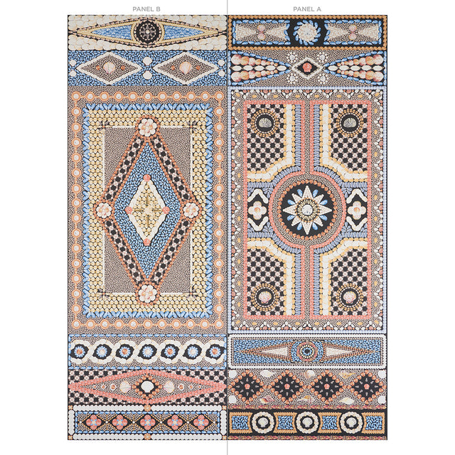 Shell Grotto Panel B Onyx Multi by Mary McDonald Designer Wall Mural – Schumacher 5015162