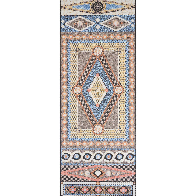 Shell Grotto Panel B wallpaper by Mary McDonald for Schumacher, featuring a hand-painted seashell motif in onyx multi colors.