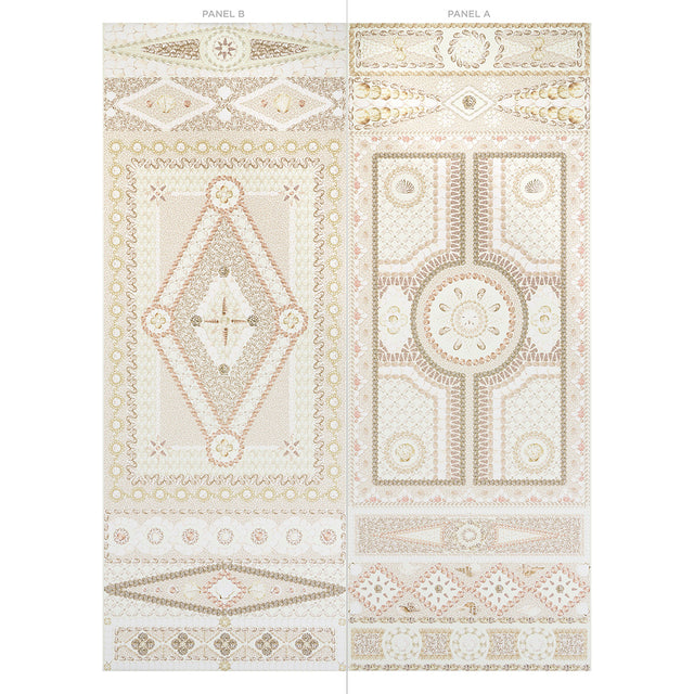 Shell Grotto Panel B Sand by Mary McDonald Classical Seashell Wallpaper Panel – Schumacher 5015163