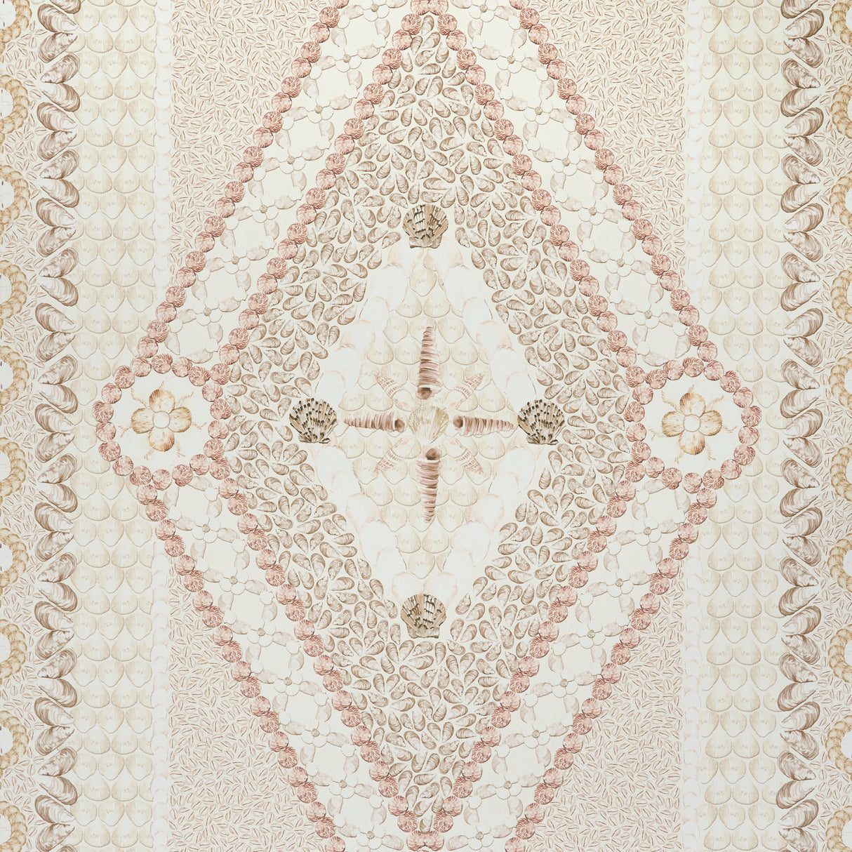 Shell Grotto Panel B Sand by Mary McDonald Classical Seashell Wallpaper Panel – Schumacher 5015163