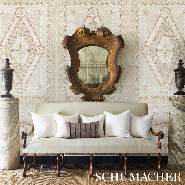 Shell Grotto Panel B Sand by Mary McDonald Classical Seashell Wallpaper Panel – Schumacher 5015163