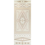 Shell Grotto Panel B wallpaper by Mary McDonald for Schumacher in sand color, featuring a classical seashell motif and intricate architectural design.