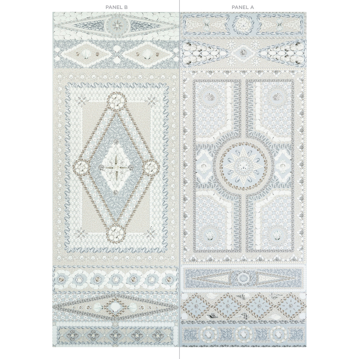 Shell Grotto Panel B Seafoam by Mary McDonald Schumacher Wallpaper Panel – Schumacher 5015165