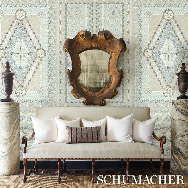 Shell Grotto Panel B Seafoam by Mary McDonald Schumacher Wallpaper Panel – Schumacher 5015165