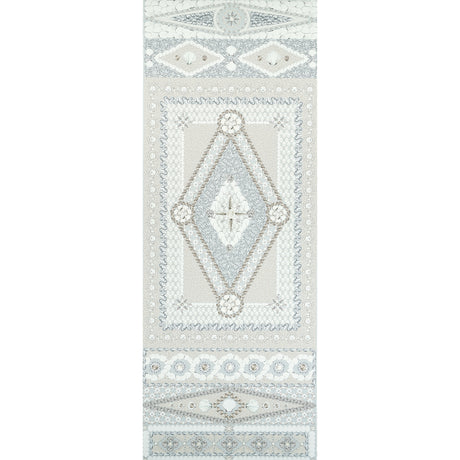 Shell Grotto Panel B wallpaper in seafoam by Mary McDonald for Schumacher, featuring a classical seashell motif in a hand-painted style.