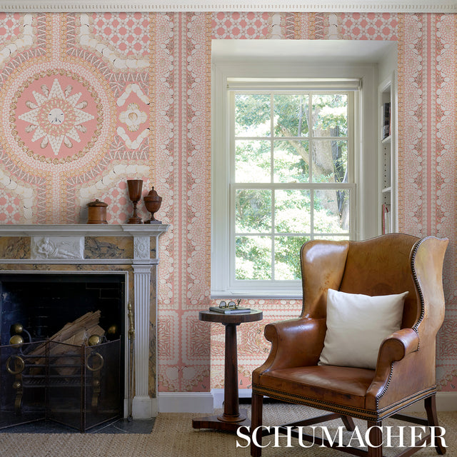 Shell Grotto Panel A Coral by Mary McDonald Designer Wallpaper Panel – Schumacher 5015166