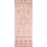 Shell Grotto Panel A wallpaper in coral by Mary McDonald for Schumacher, featuring intricate seashell and classical architectural motifs in a hand-painted style.