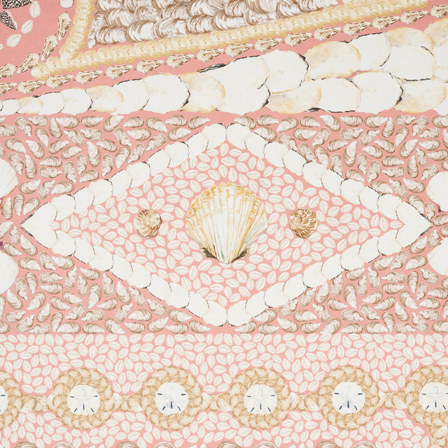 Shell Grotto Panel B Coral by Mary McDonald Hand-Painted Seashell Wallpaper Panel – Schumacher 5015167