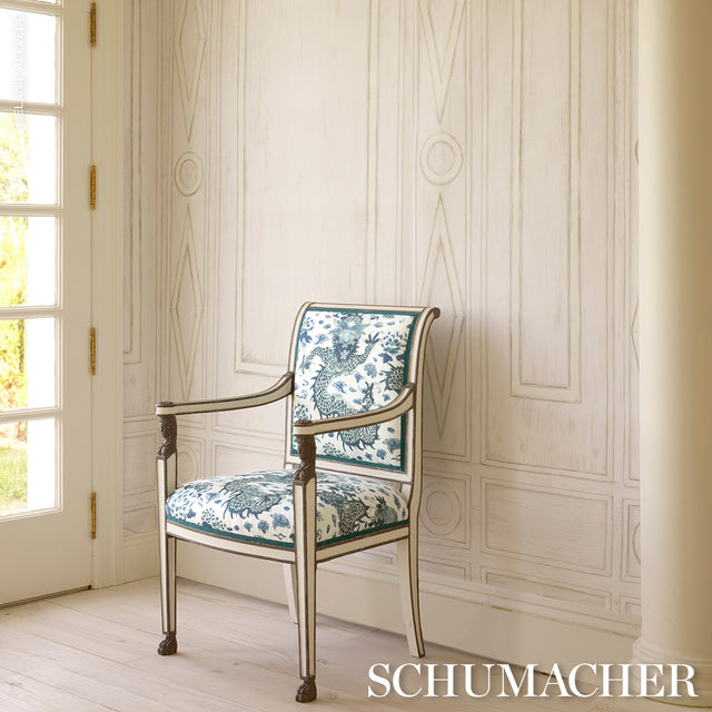 Swedish Manor Panel A White by Mary McDonald Neoclassical Panel Wallpaper – Schumacher 5015170