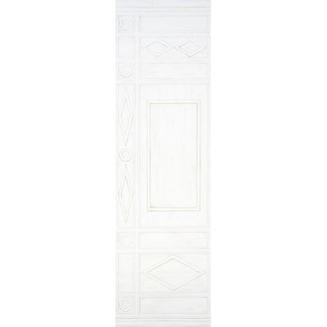 Swedish Manor Panel A by Mary McDonald for Schumacher, white neoclassical panel wallpaper with hand-painted look
