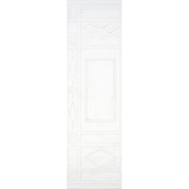 Swedish Manor Panel A by Mary McDonald for Schumacher, white neoclassical panel wallpaper with hand-painted look