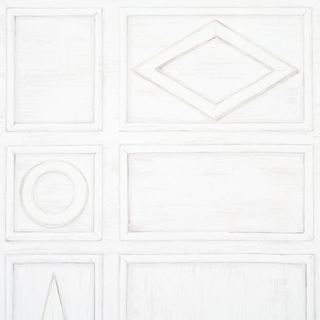Swedish Manor Panel B White by Mary McDonald Neoclassical Panel Wallpaper – Schumacher 5015171