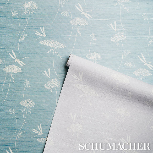 La Libellule Silk Moonstone by Schumacher Elegant Dragonfly Silk Wallpaper – Schumacher 5015190