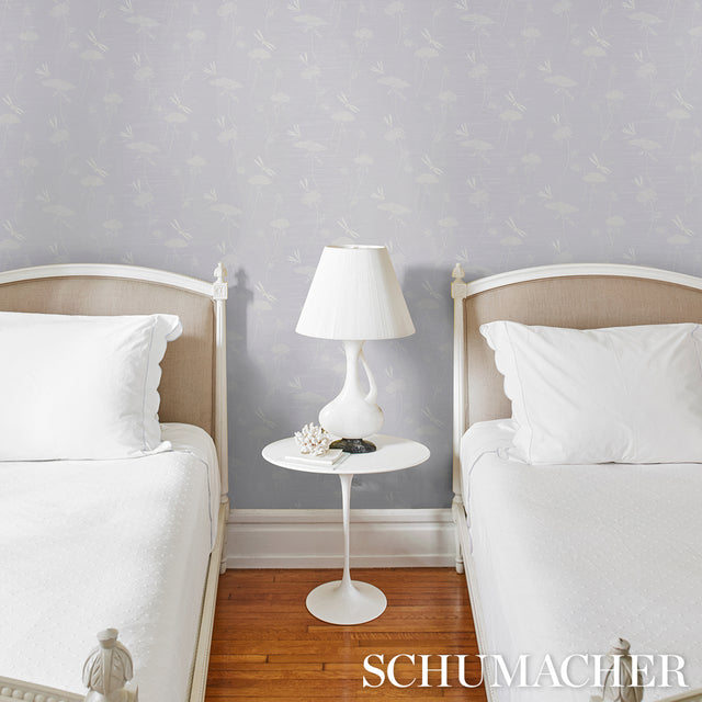 La Libellule Silk Moonstone by Schumacher Elegant Dragonfly Silk Wallpaper – Schumacher 5015190