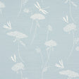 La Libellule Silk wallpaper in Ciel by Schumacher features a delicate dragonfly and floral design on a luminous silk ground in soft blue tones.