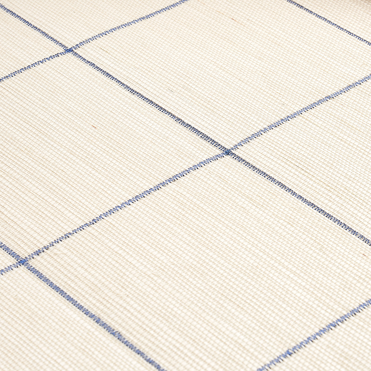 Windowpane Embroidered Sisal Navy by Schumacher – 5015200