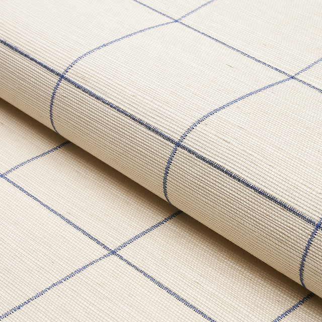 Windowpane Embroidered Sisal Navy by Schumacher – 5015200