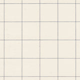 Windowpane Embroidered Sisal wallpaper in navy blue grid on natural woven ground by Schumacher