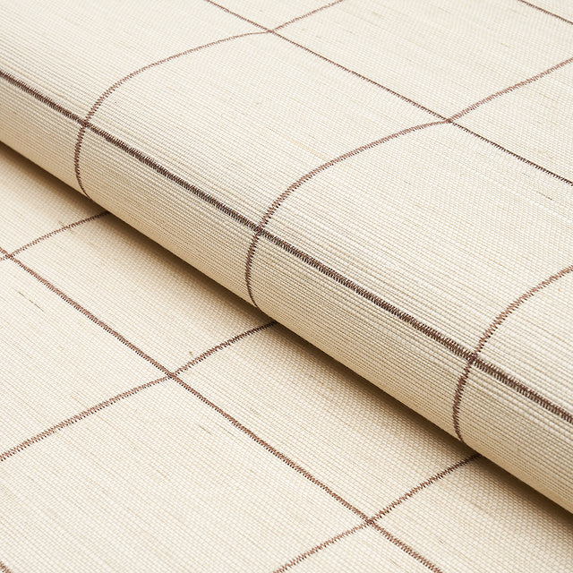 Windowpane Embroidered Sisal Java by Schumacher Woven Grid Wallpaper – Schumacher 5015201