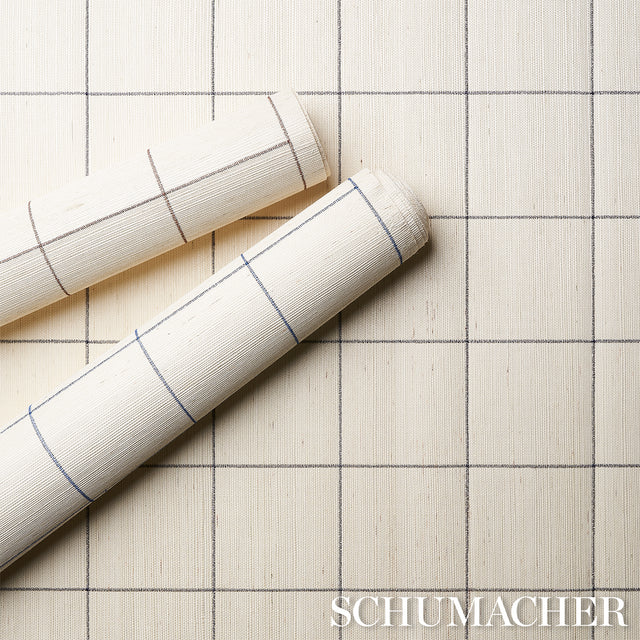 Windowpane Embroidered Sisal Java by Schumacher Woven Grid Wallpaper – Schumacher 5015201