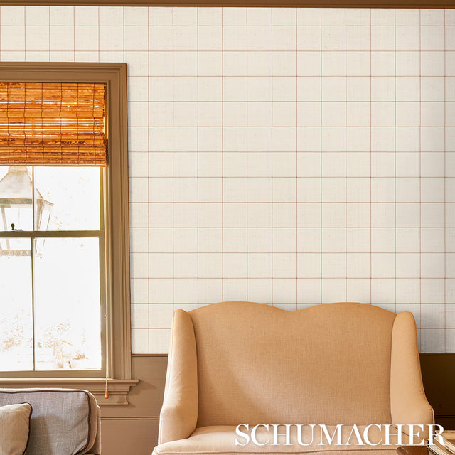 Windowpane Embroidered Sisal Java by Schumacher Woven Grid Wallpaper – Schumacher 5015201