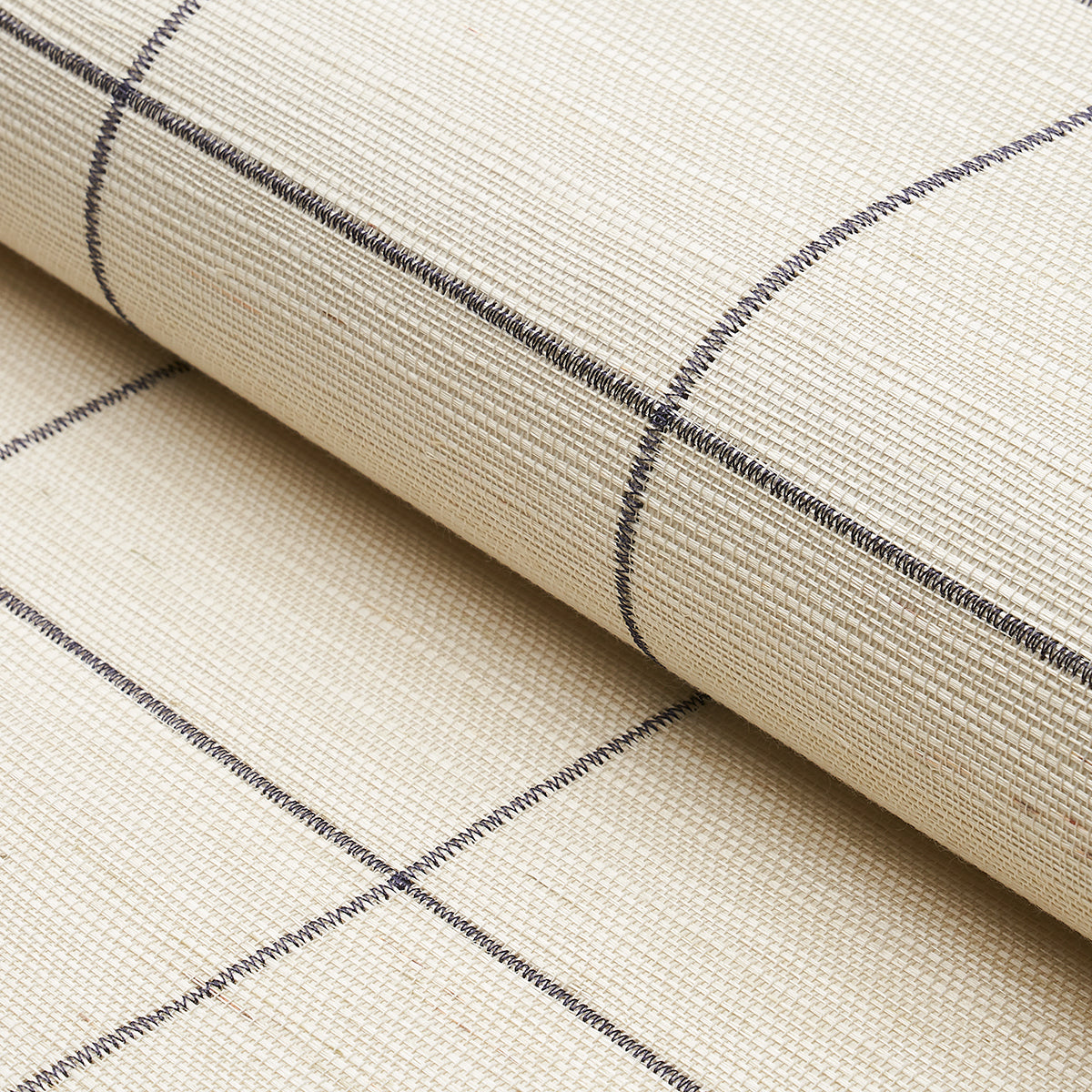 Windowpane Embroidered Sisal Charcoal by Schumacher – 5015202