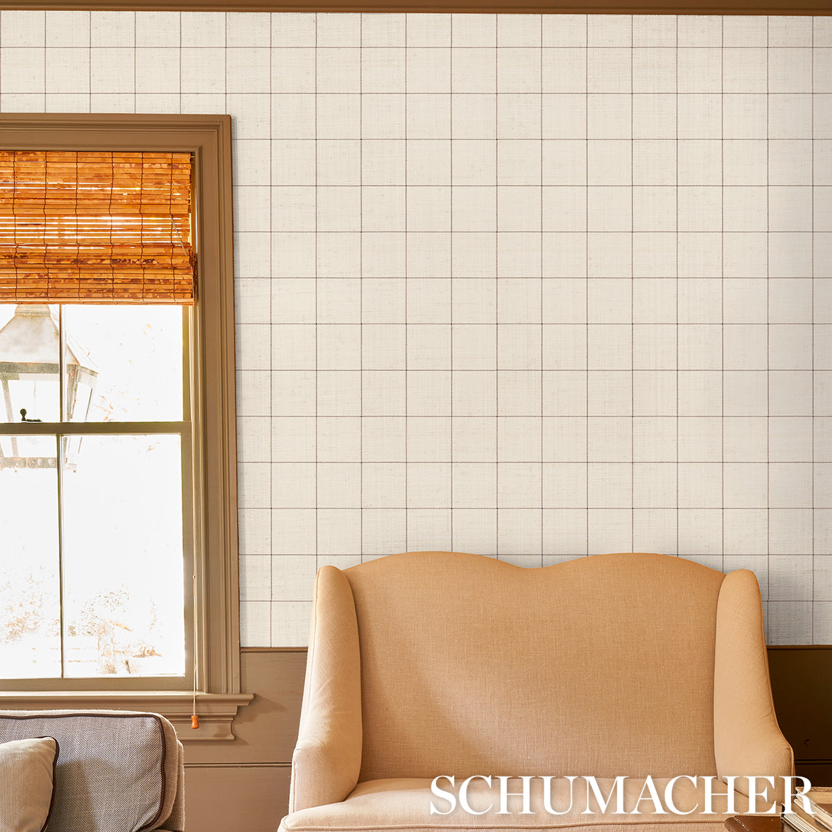 Windowpane Embroidered Sisal Charcoal by Schumacher – 5015202