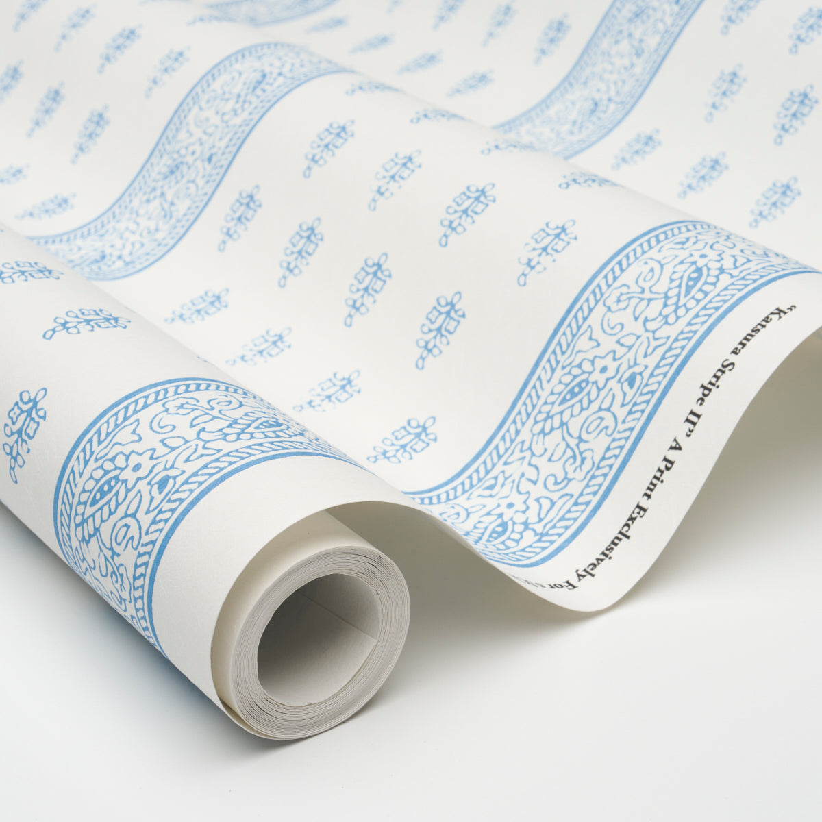 Katsura Stripe II Chambray by Schumacher Classic Floral Stripe Wallpaper – Schumacher 5015230