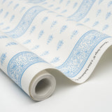 Katsura Stripe II Chambray by Schumacher Classic Floral Stripe Wallpaper – Schumacher 5015230