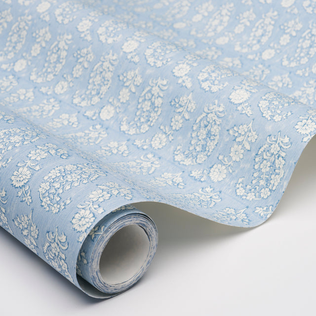 Arita Block Print Cornflower by Schumacher Jacaranda Collection Hand-Blocked Paisley Floral Wallpaper – Schumacher 5015240