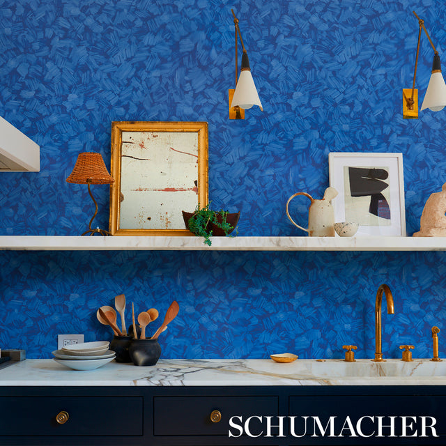 ATMOS Bright Blue by Backdrop Abstract Impressionist Wallpaper – Schumacher 5015280