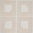 Backdrop Palindrome Sand wallpaper by Schumacher, featuring a large-scale geometric grid pattern in soft beige tones.